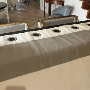 Crate & Barrel Two-Tone Grey & White Grommet Curtain Panels-Total of 4